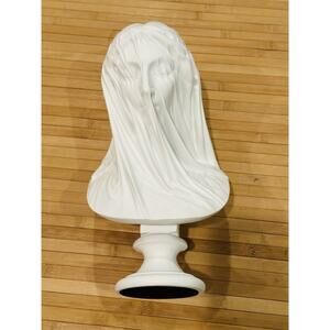 13" Veiled Lady Bust Statue, Roman Greek Mythology Home Decor, Resin Art Deco